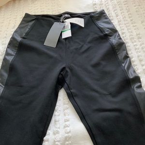 Lysse black leggings with leather detail